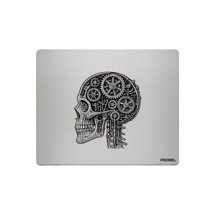 Alüminyum Mouse Pad – “Mecha Skull Profile” Lazer Gravür