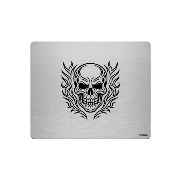 Aluminium-Mousepad – Lasergravur „Flame Tribal Skull“
