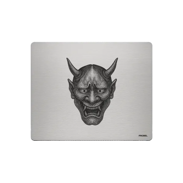Aluminium-Mousepad – Lasergravur „Demonic Oni Mask“