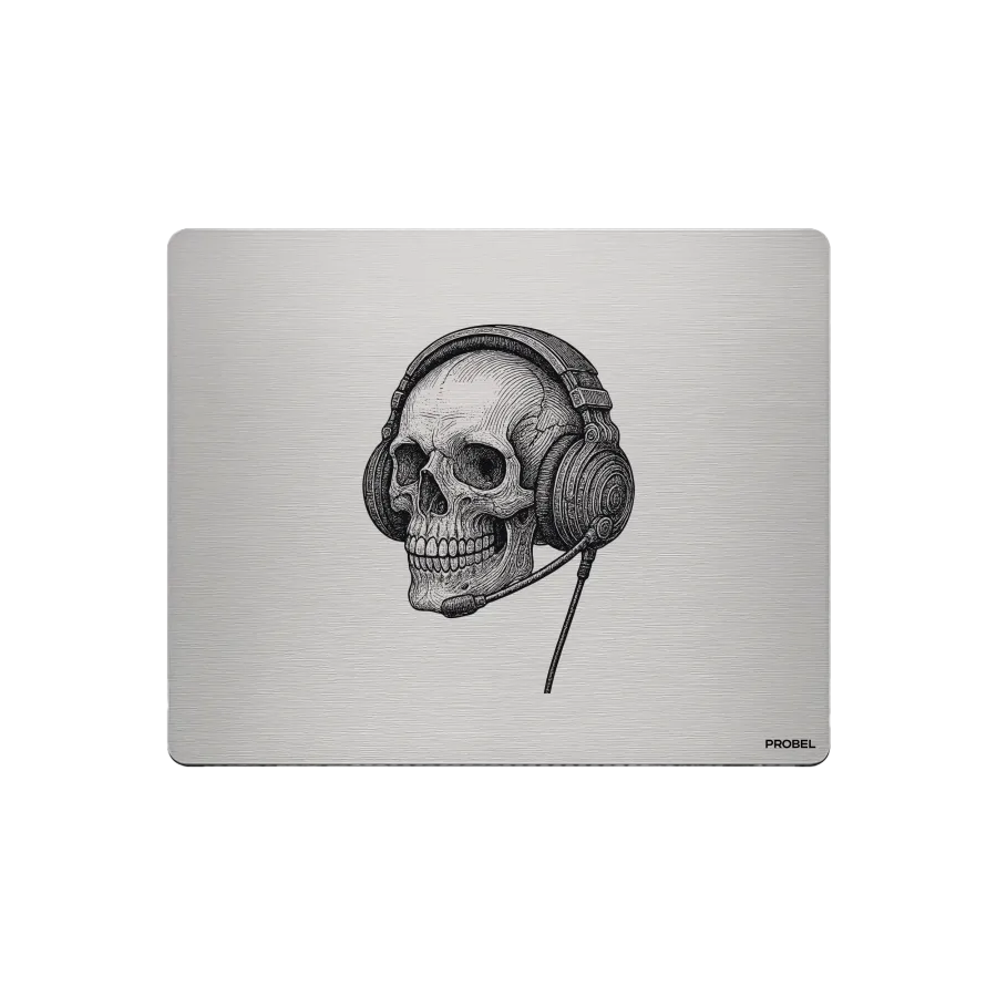 Aluminium-Mousepad – Lasergravur „Cyber Skull Operator“