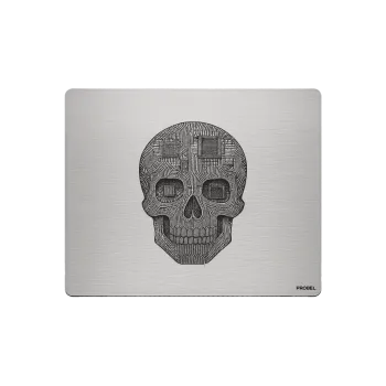 Aluminium-Mousepad – Lasergravur „Digital Skull Circuit“