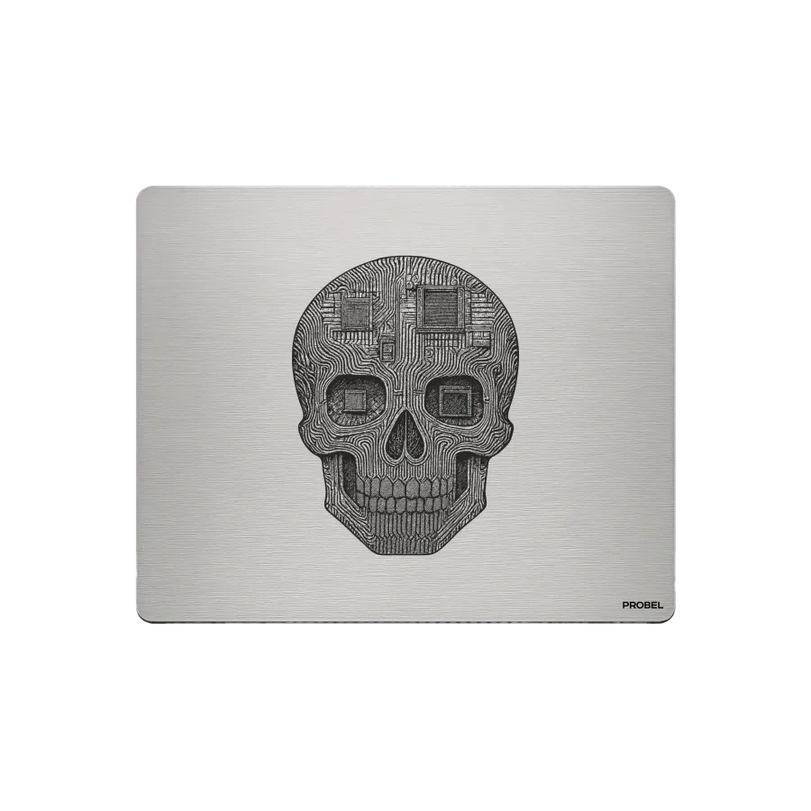 Aluminium-Mousepad – Lasergravur „Digital Skull Circuit“