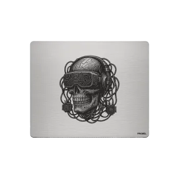 Aluminium-Mousepad – Lasergravur „Cyber VR Skull Nexus“