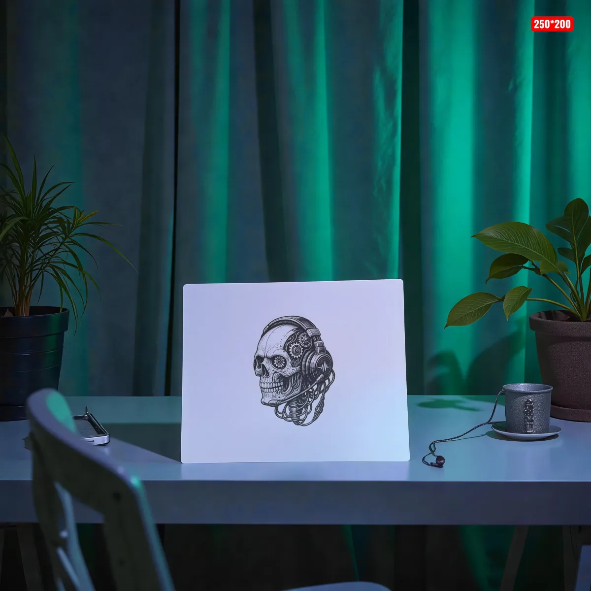Aluminium-Mousepad probel – Lasergravur „Cyber Skull Operator“