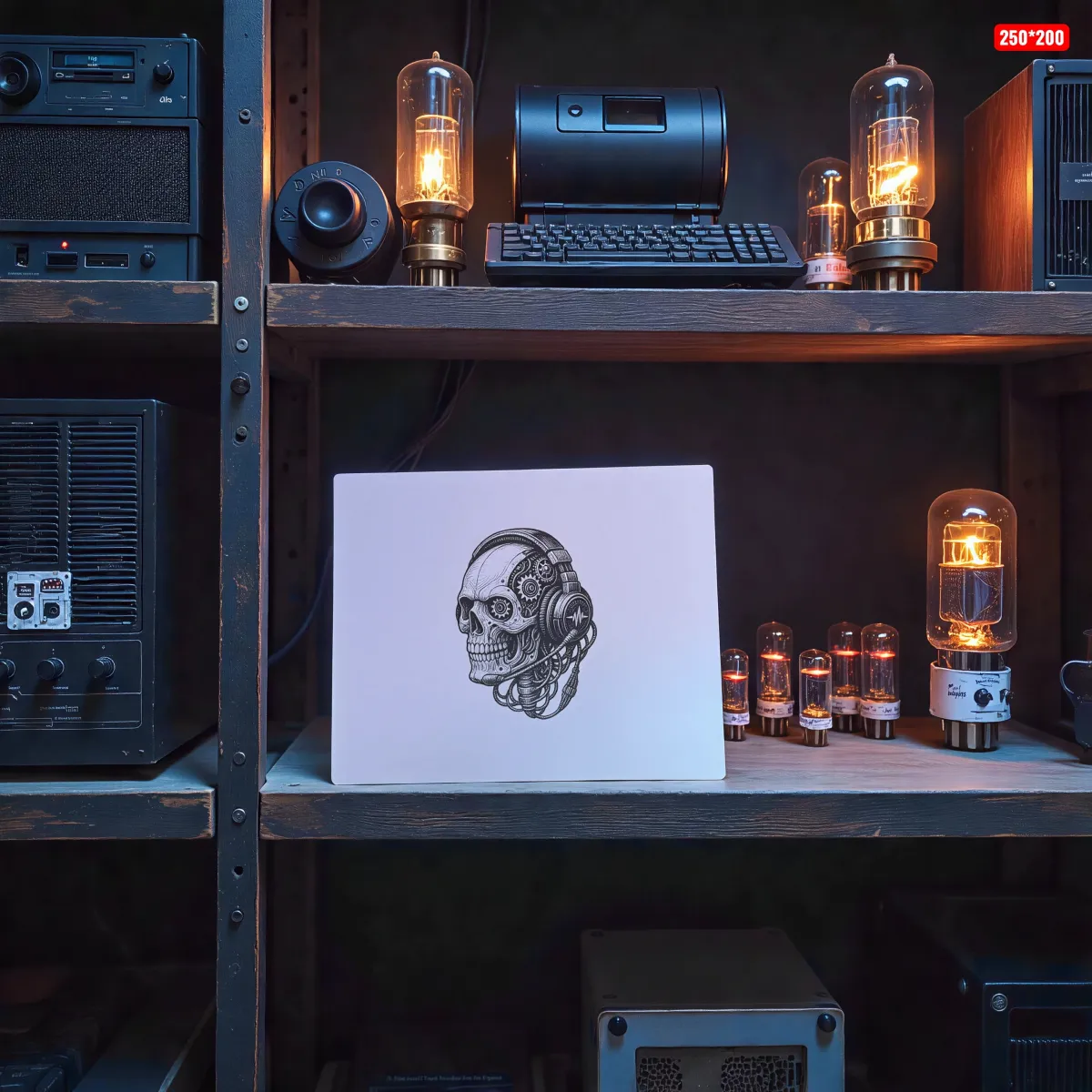 Aluminium-Mousepad probel – Lasergravur „Cyber Skull Operator“