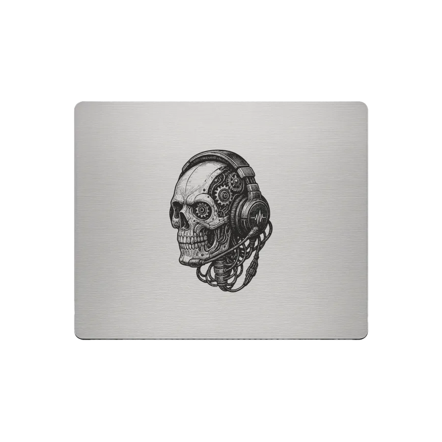 Aluminium-Mousepad probel – Lasergravur „Cyber Skull Operator“