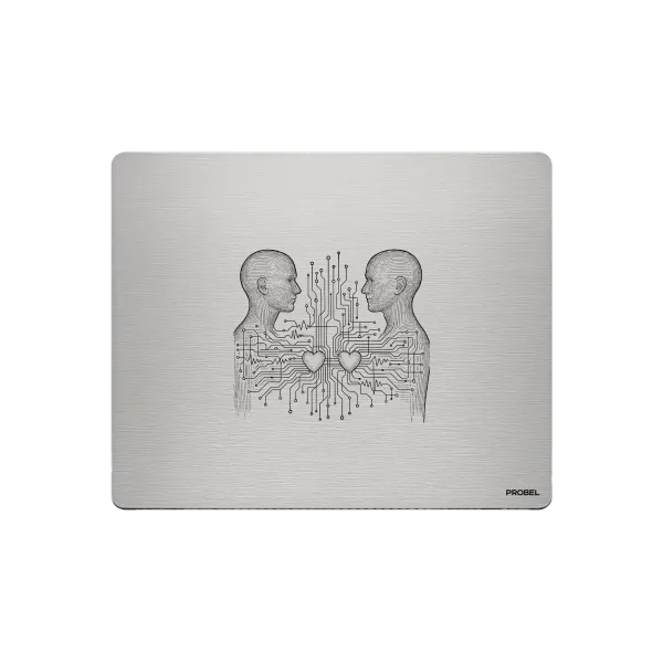 Aluminium-Mousepad – Lasergravur „Digital Heart Connection“