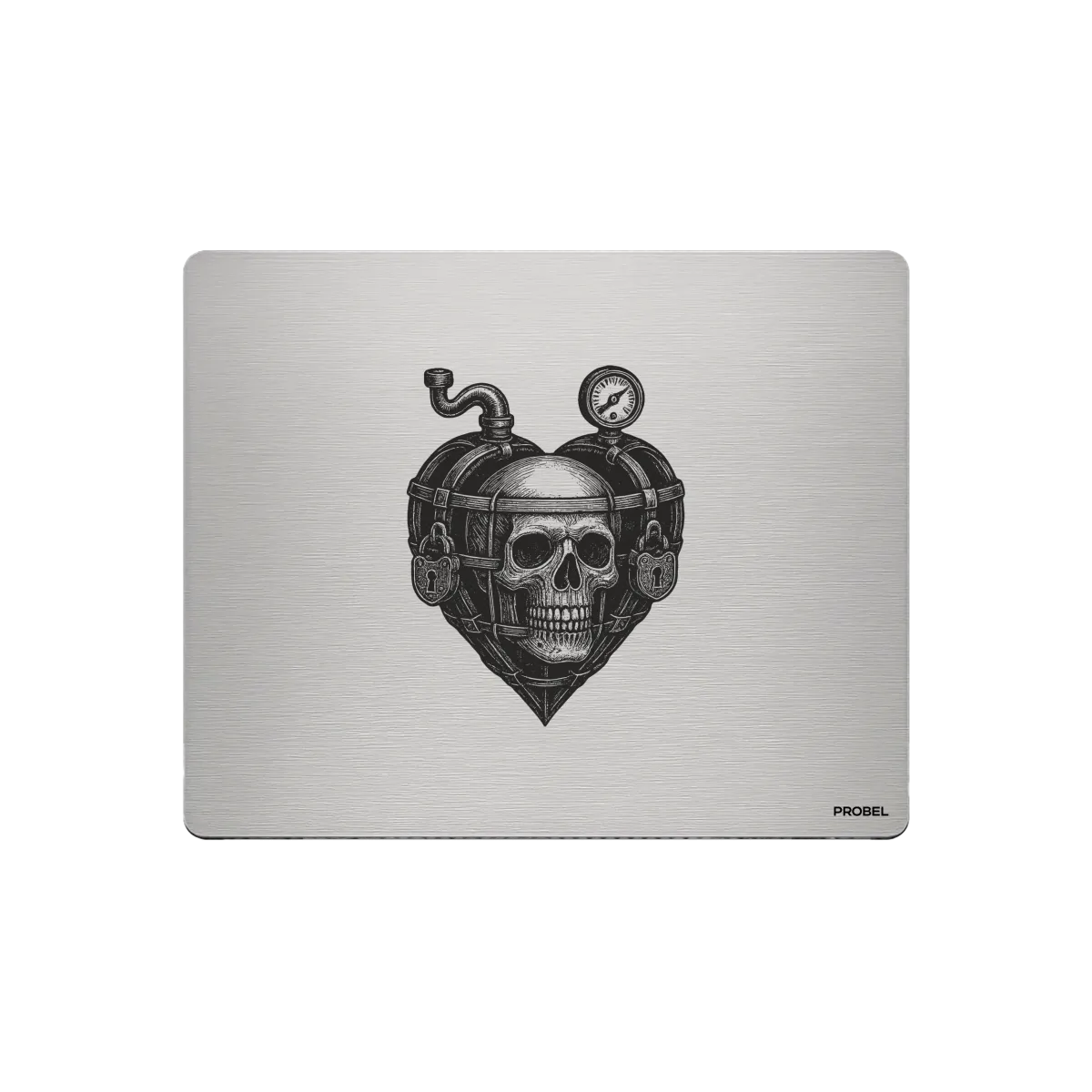 Mousepad in alluminio – incisione “Steampunk Heart Core”