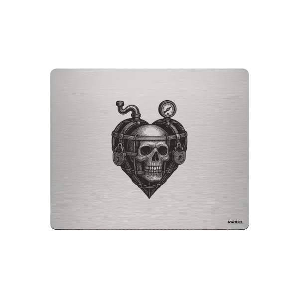 Aluminium-Mousepad – Lasergravur „Steampunk Heart Core“