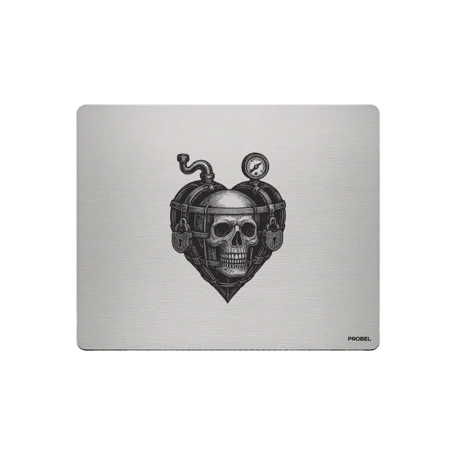 Aluminium-Mousepad – Lasergravur „Steampunk Heart Core“
