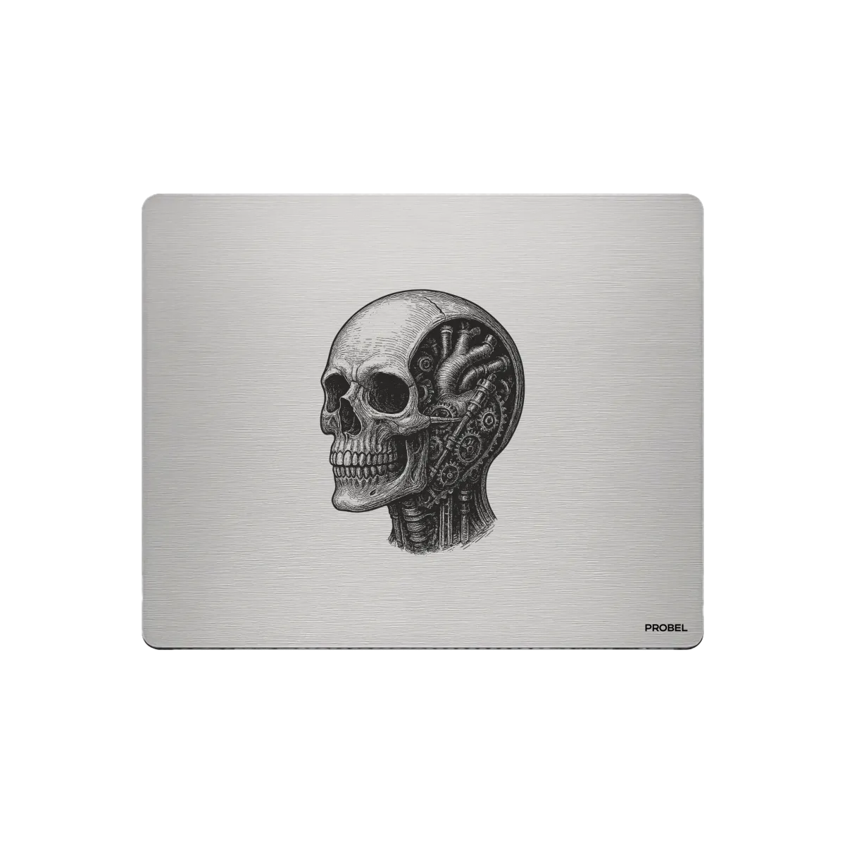 Aluminium-Mousepad – Lasergravur „Mechanical Skull Core“