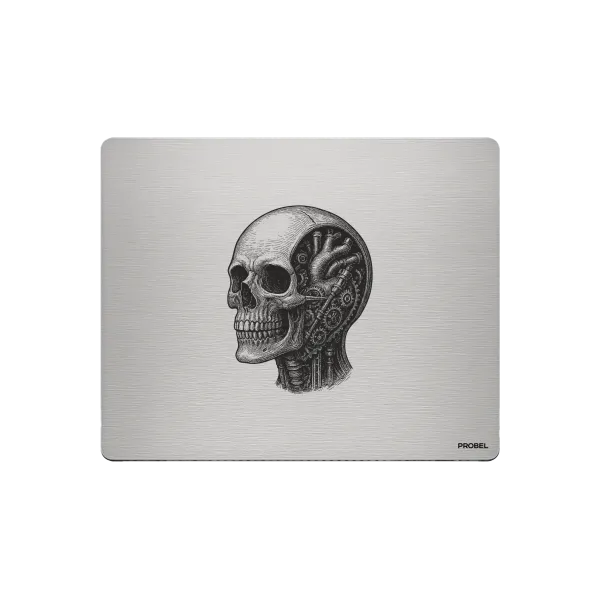 Aluminium-Mousepad – Lasergravur „Mechanical Skull Core“