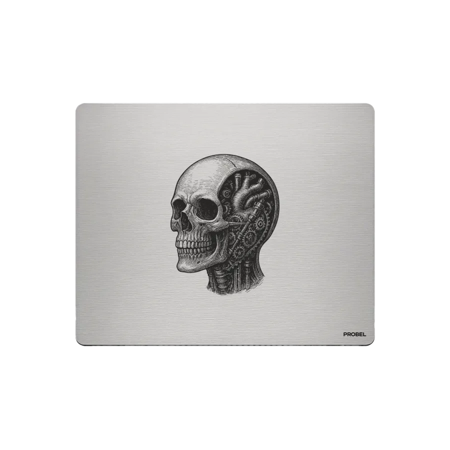 Aluminium-Mousepad – Lasergravur „Mechanical Skull Core“