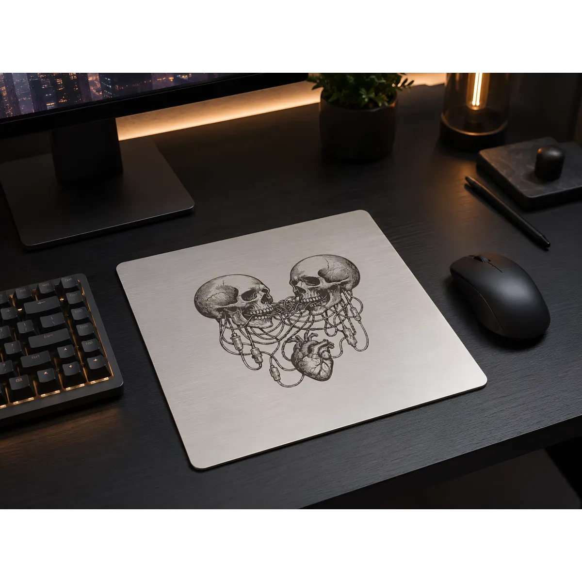 Aluminium-Mousepad – Lasergravur „Cyber Heartlink“