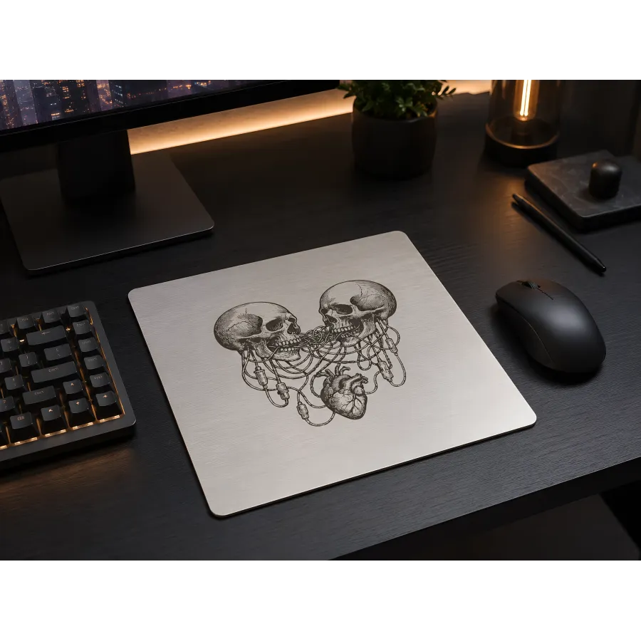 Aluminium-Mousepad – Lasergravur „Cyber Heartlink“