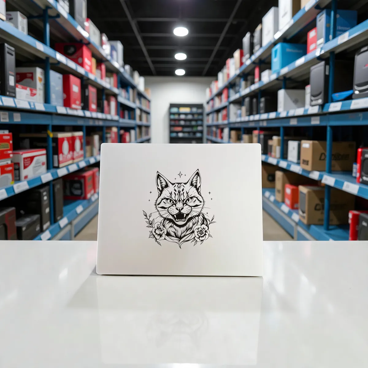 Aluminium-Mousepad – Lasergravur „Wild Bloom Cat“