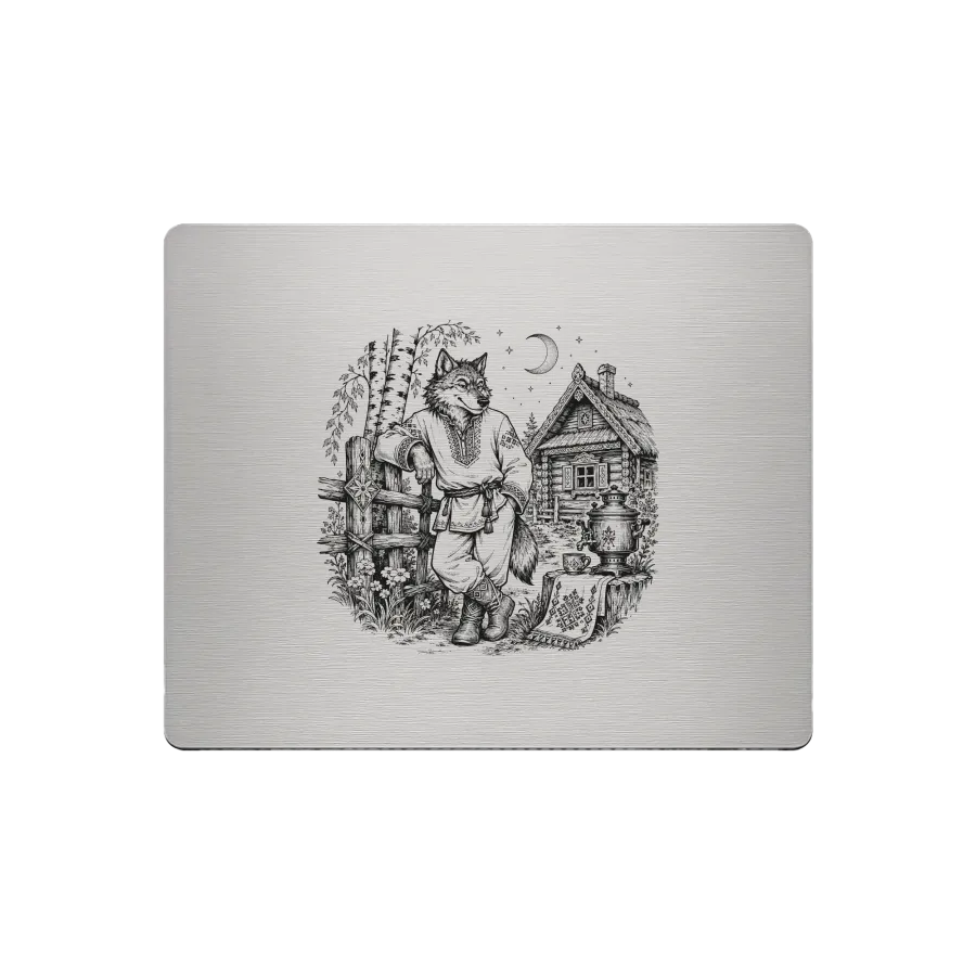 Mousepad en aluminium – Gravure laser « Forest Wolf »