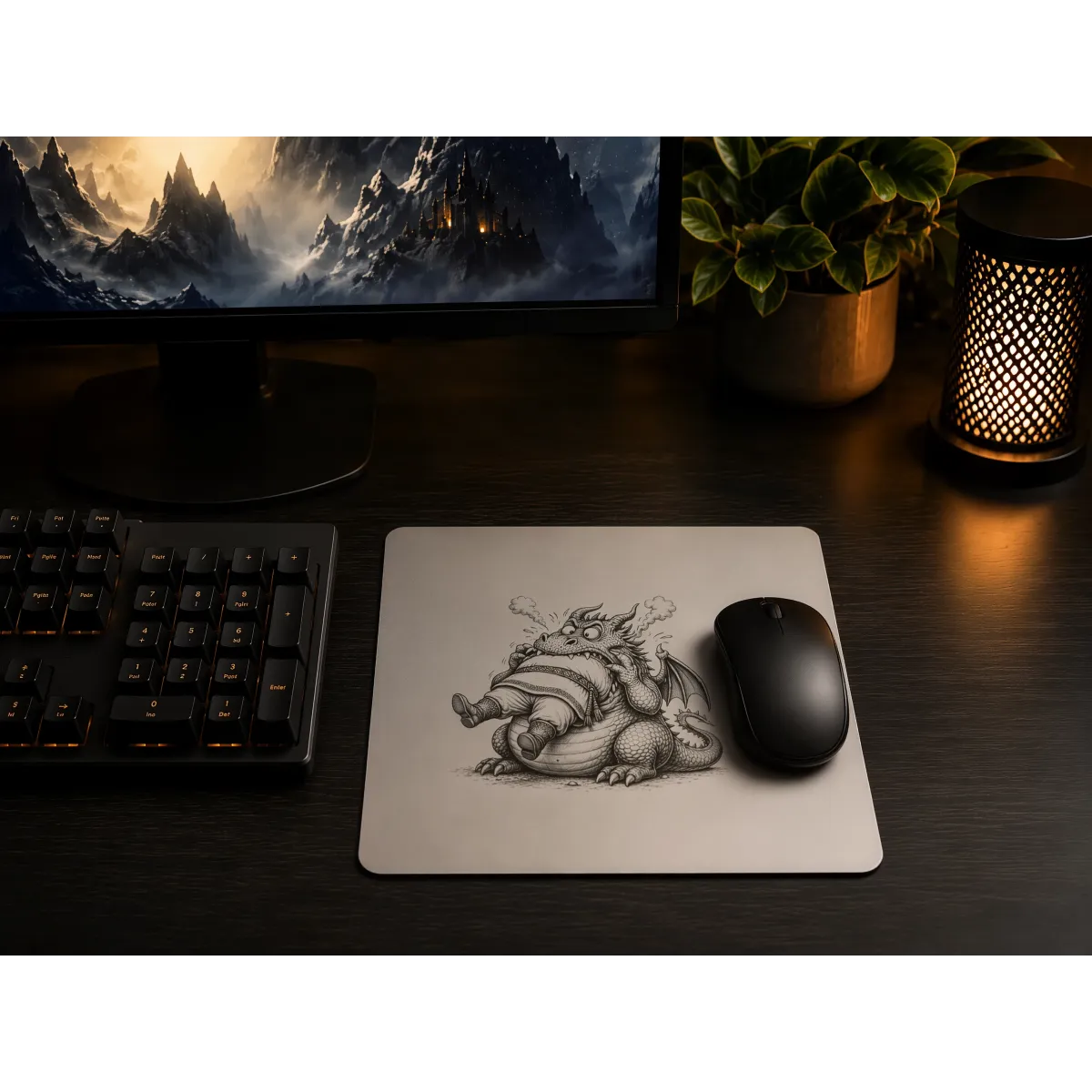 Aluminium-Mousepad – Lasergravur „Hungry Dragon“