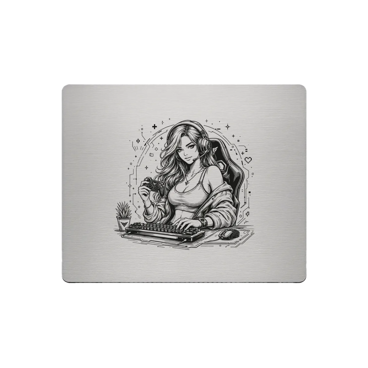 Aluminium Mousepad – Lasergravur "Gamer Girl"