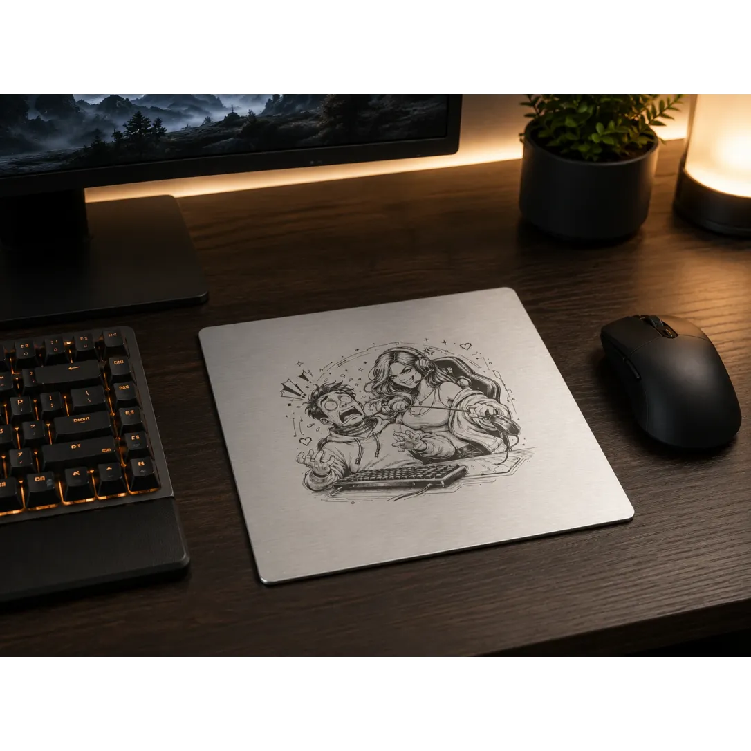Aluminium Mousepad – Lasergravur "Gaming Rage"