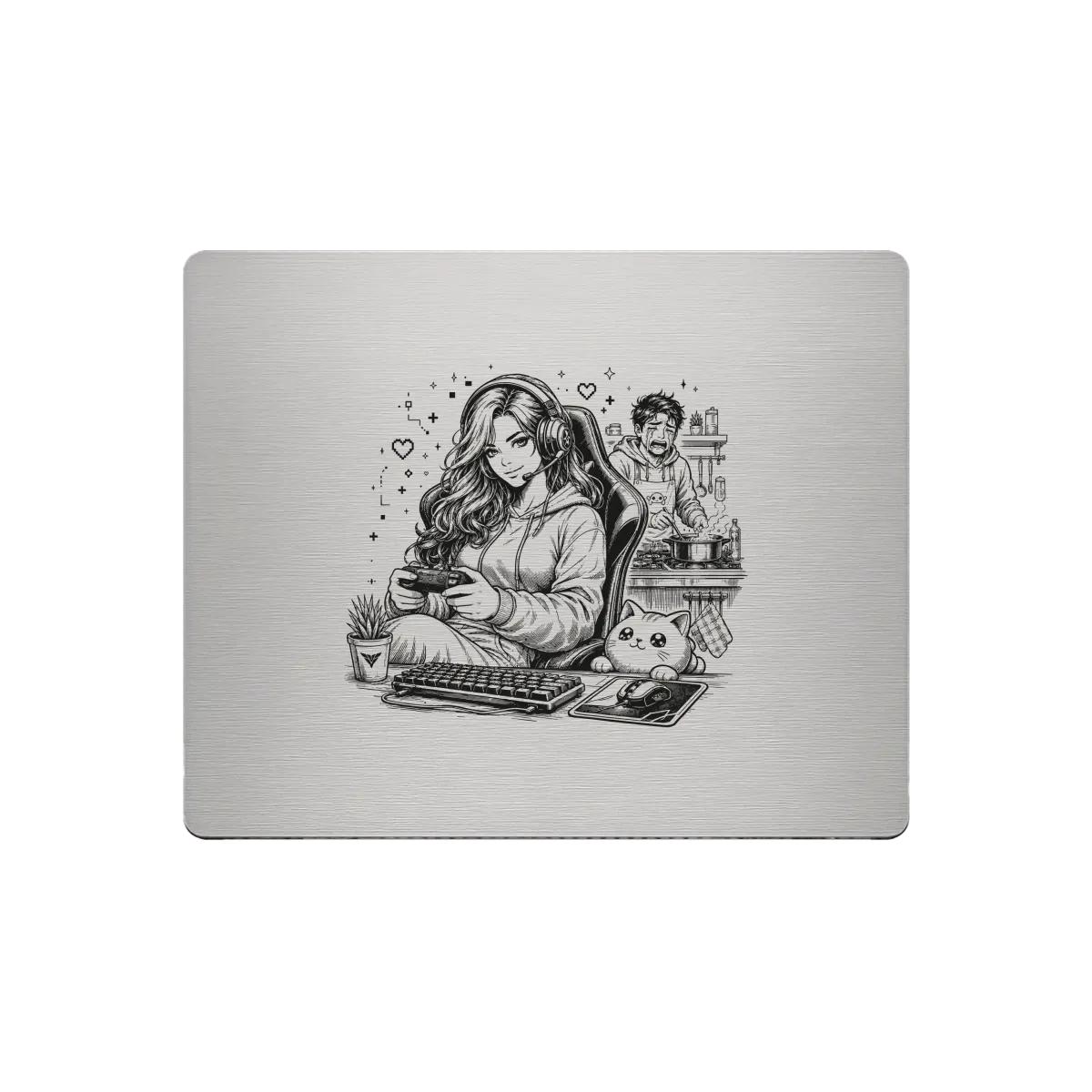 Aluminium Mousepad – Lasergravur "Gaming vs. Alltag"