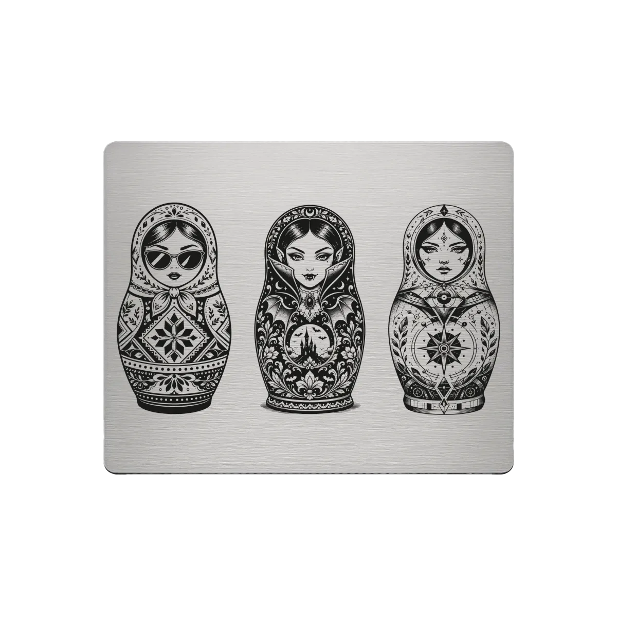 Aluminium Mousepad – Lasergravur "Matroschka Trio"