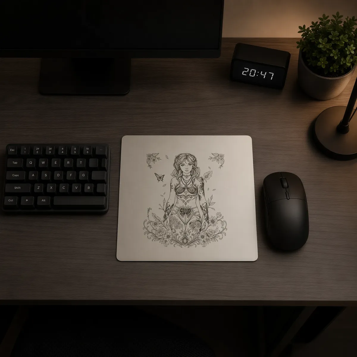 Aluminium Mousepad – Lasergravur "Floral Girl"
