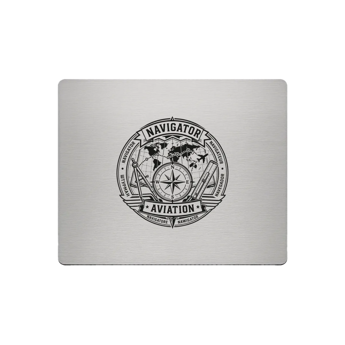 Aluminium Mousepad – Lasergravur "Navigator Aviation"