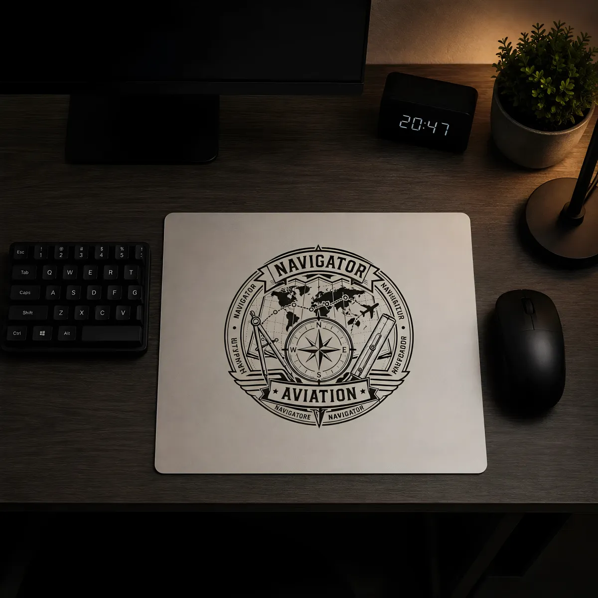 Aluminium Mousepad – Lasergravur "Navigator Aviation"