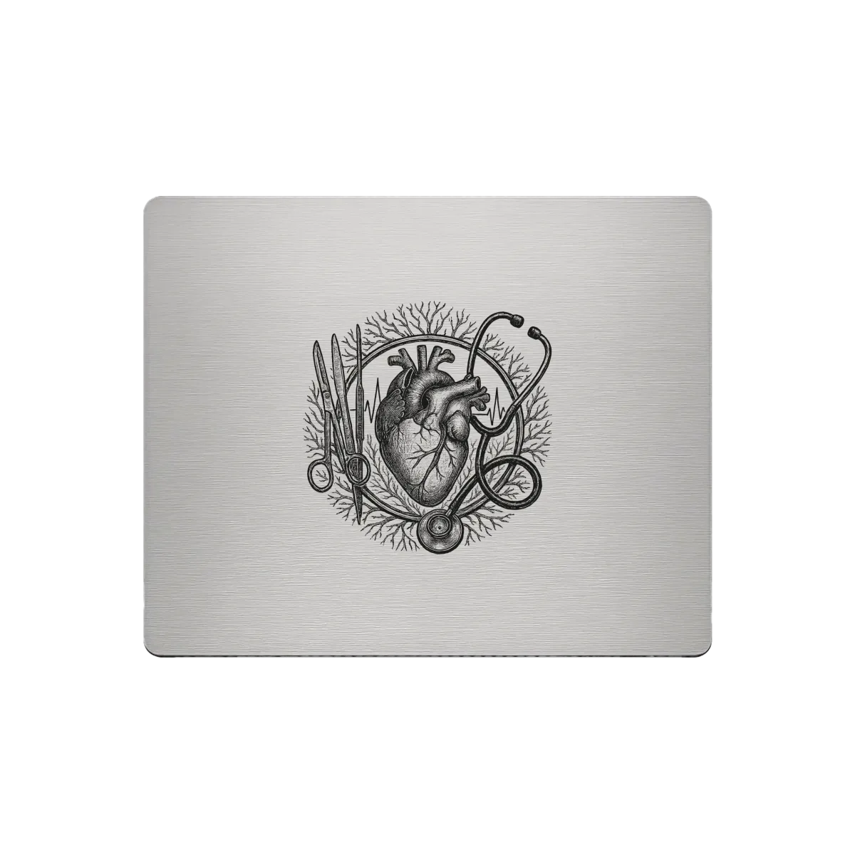 Aluminium Mousepad – Lasergravur "Medical Heart"