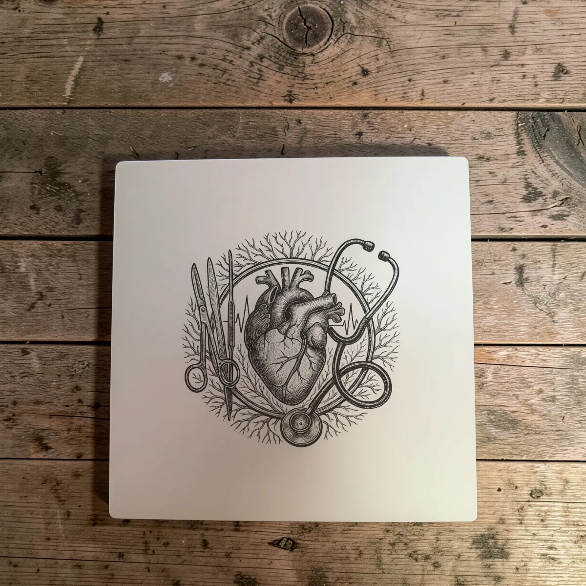 Aluminium Mousepad – Lasergravur "Medical Heart"