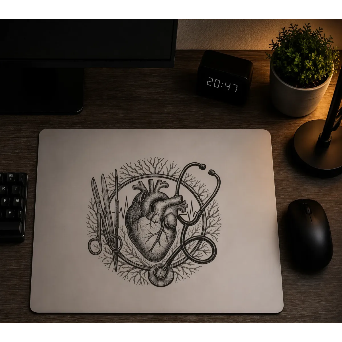 Aluminium Mousepad – Lasergravur "Medical Heart"