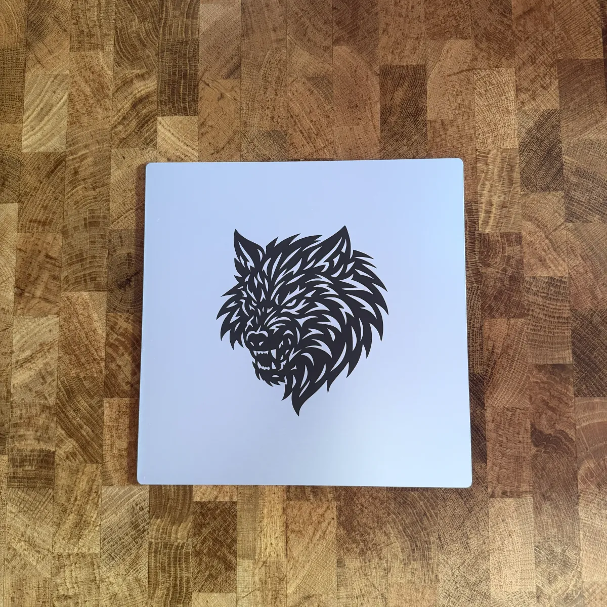 Aluminium Mousepad – Lasergravur "Wolf Head"