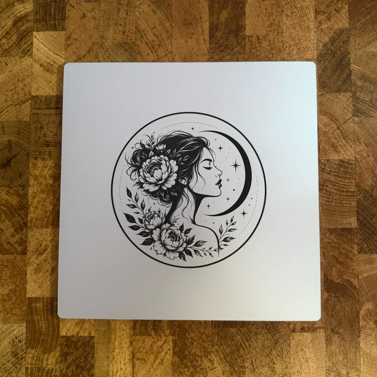 Aluminium Mousepad – Lasergravur "Moon Flower Girl"