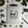 Aluminium Klemmbrett – Skull Flower Motiv – A4 A5 A6