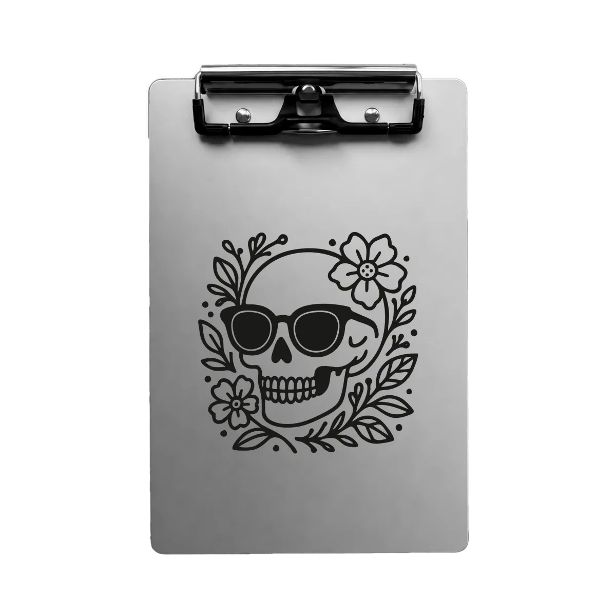 Aluminium Klemmbrett – Skull Flower Motiv – A4 A5 A6