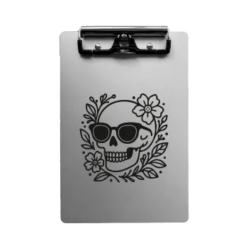 Aluminium Klemmbrett – Skull Flower Motiv – A4 A5 A6