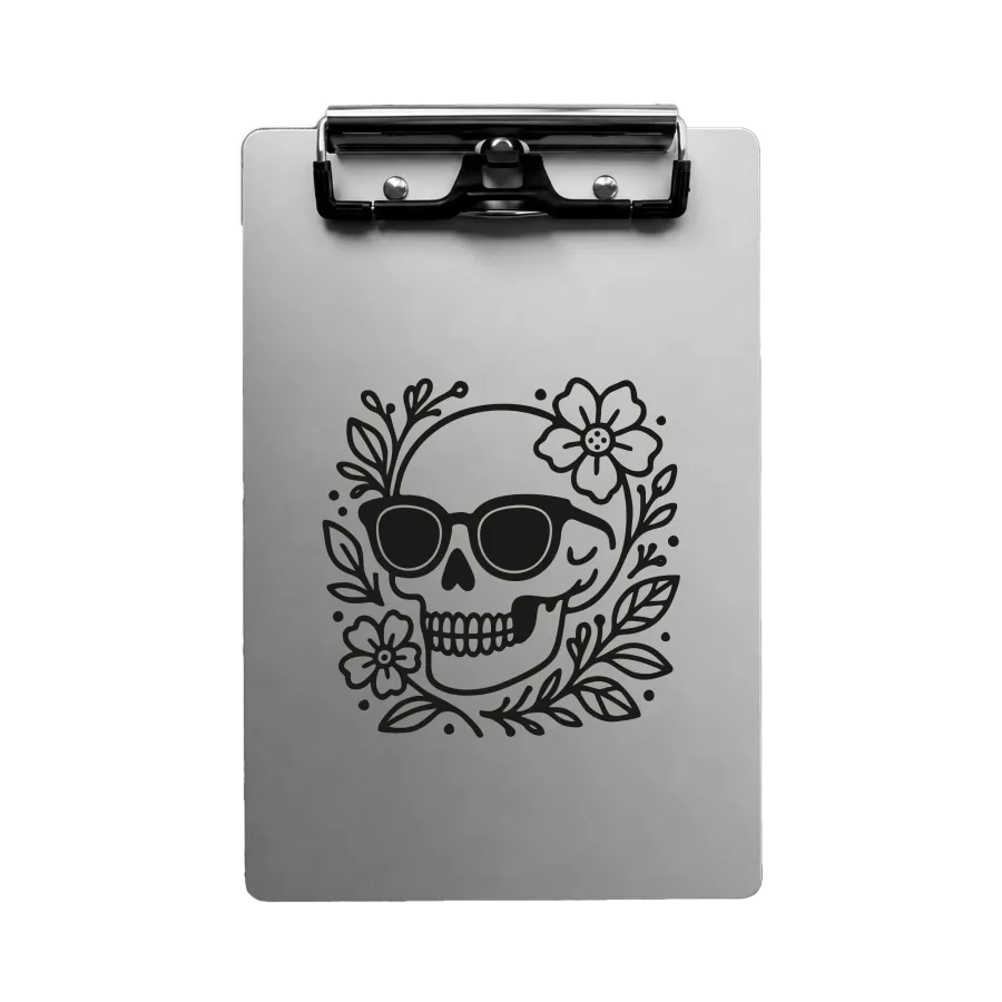 Aluminium-Klemmbrett A4/A5/A6 „Skull Flower“