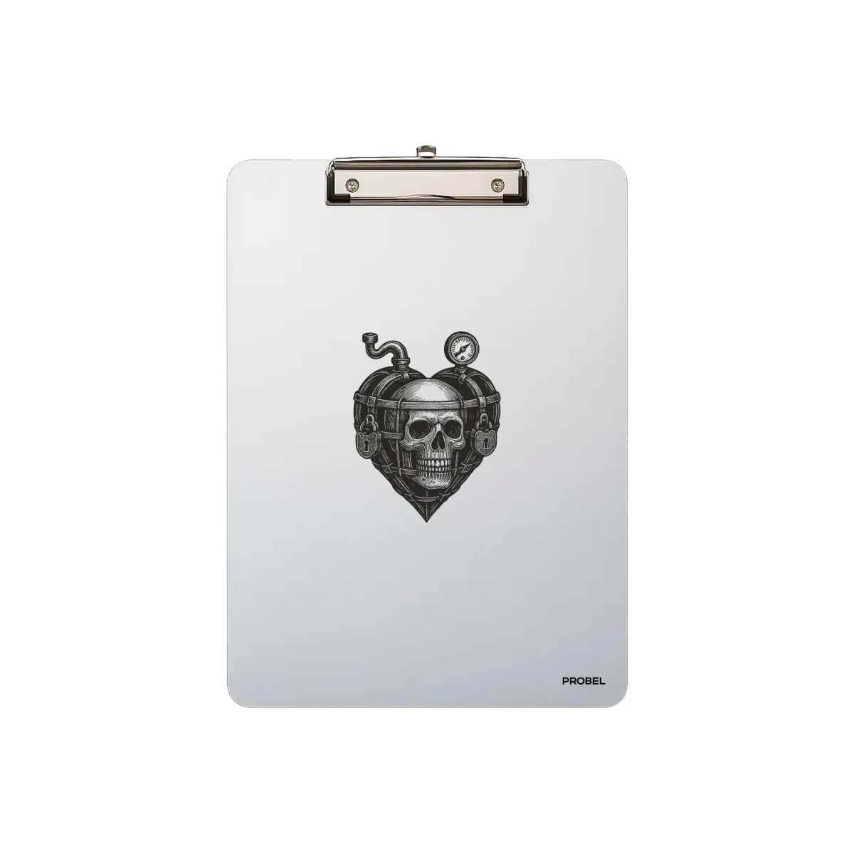 Alüminyum Clipboard A4 "Steam Skull Heart"