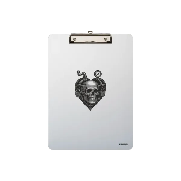 Aluminium-Klemmbrett A4 „Steam Skull Heart“