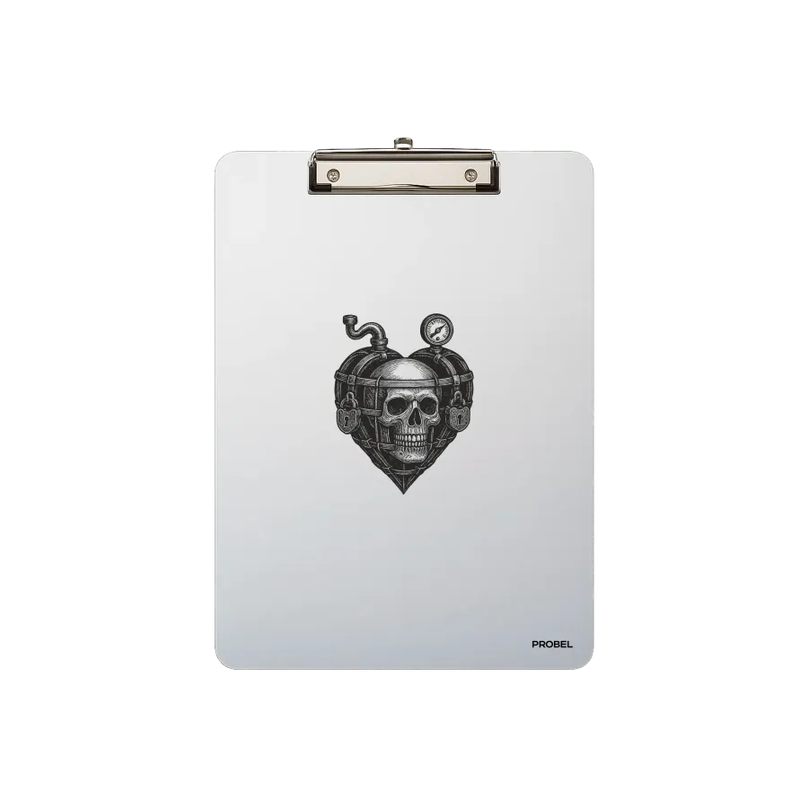 Aluminium-Klemmbrett A4 „Steam Skull Heart“