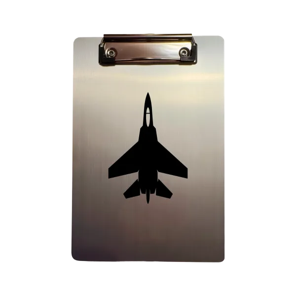 Aluminium-Klemmbrett A5 „Jet Fighter Silhouette“