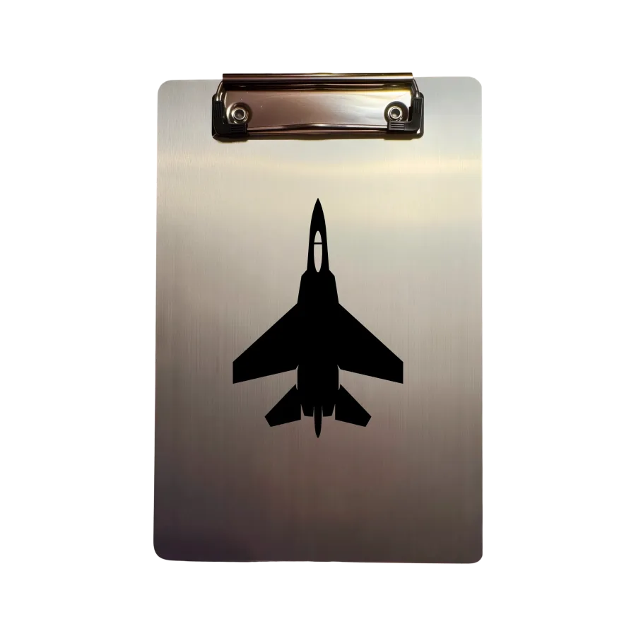 Aluminium-Klemmbrett A5 „Jet Fighter Silhouette“