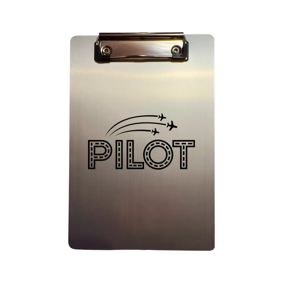 Aluminium-Klemmbrett A5 „Pilot Script & Flight Trails“