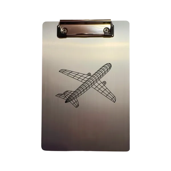 Aluminium-Klemmbrett A5 „Aircraft Wireframe“