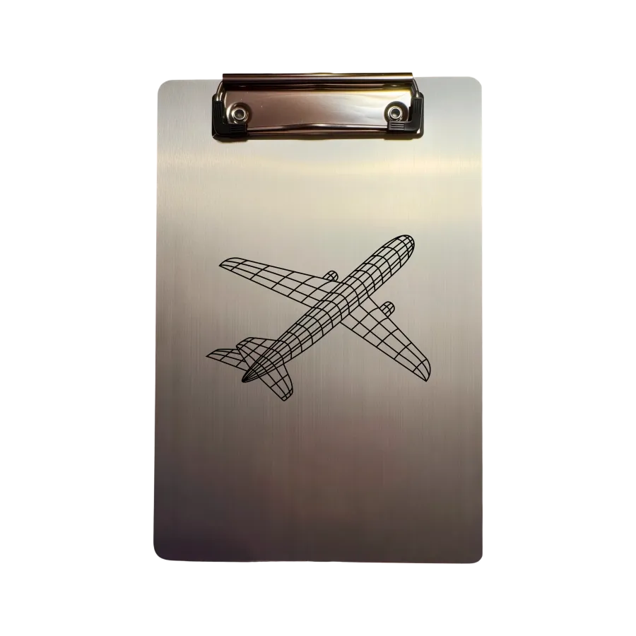 Aluminium-Klemmbrett A5 „Aircraft Wireframe“