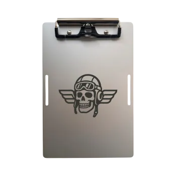 Clipboard Aluminium Pilot Skull