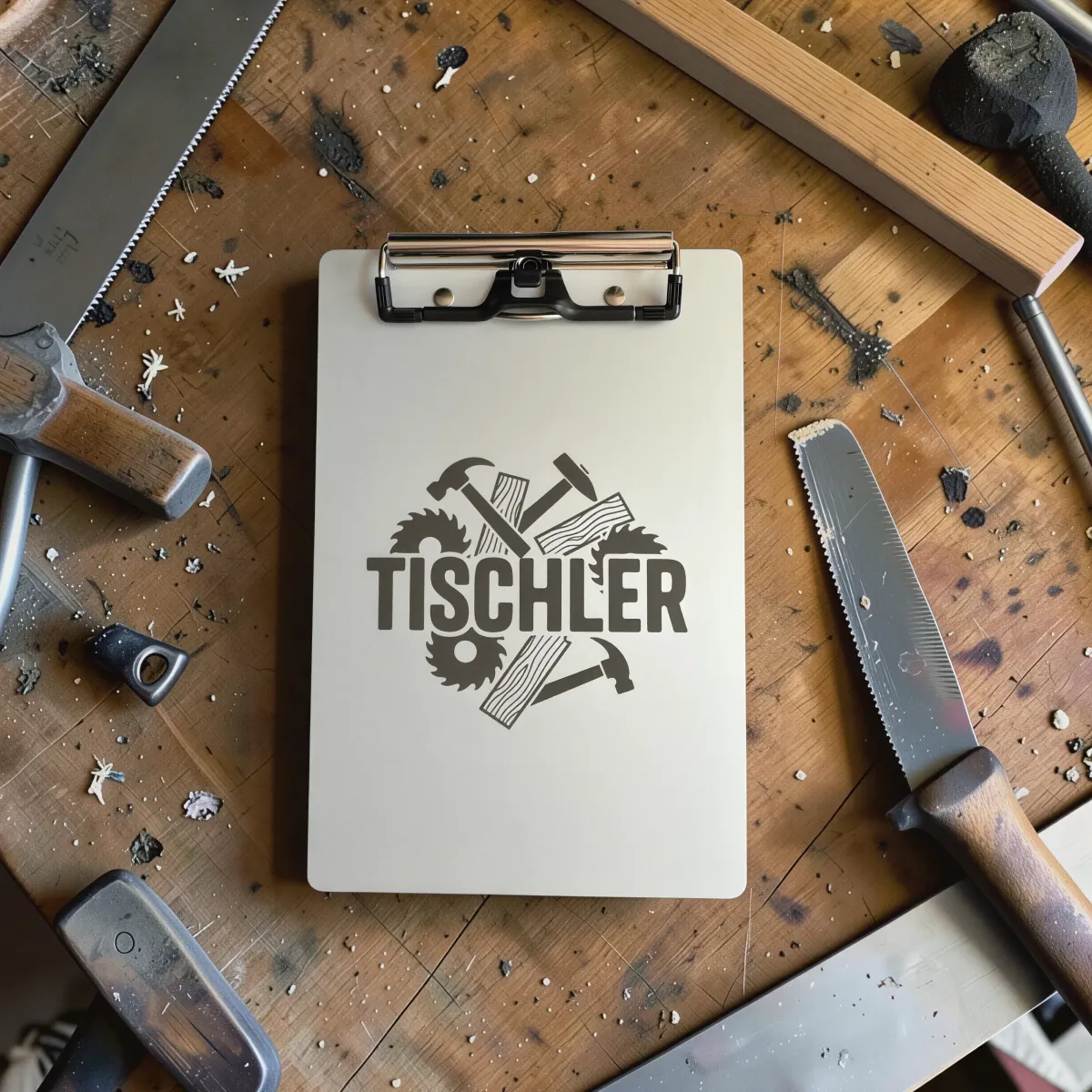 Aluminium Klemmbrett – Tischler Motiv – A4 A5 A6