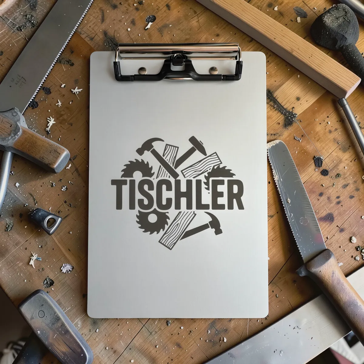 Aluminium Klemmbrett – Tischler Motiv – A4 A5 A6