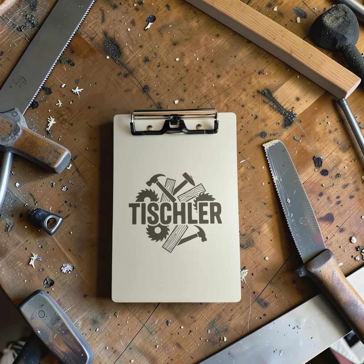 Aluminium Klemmbrett – Tischler Motiv – A4 A5 A6